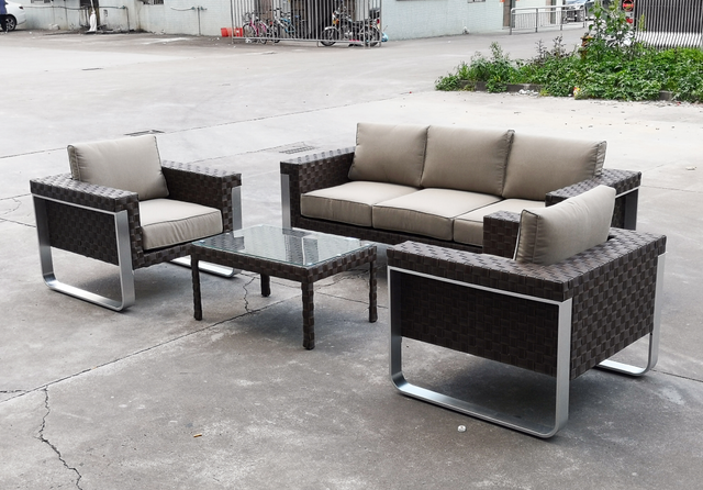 Sofá de mimbre para exteriores de patio personalizado