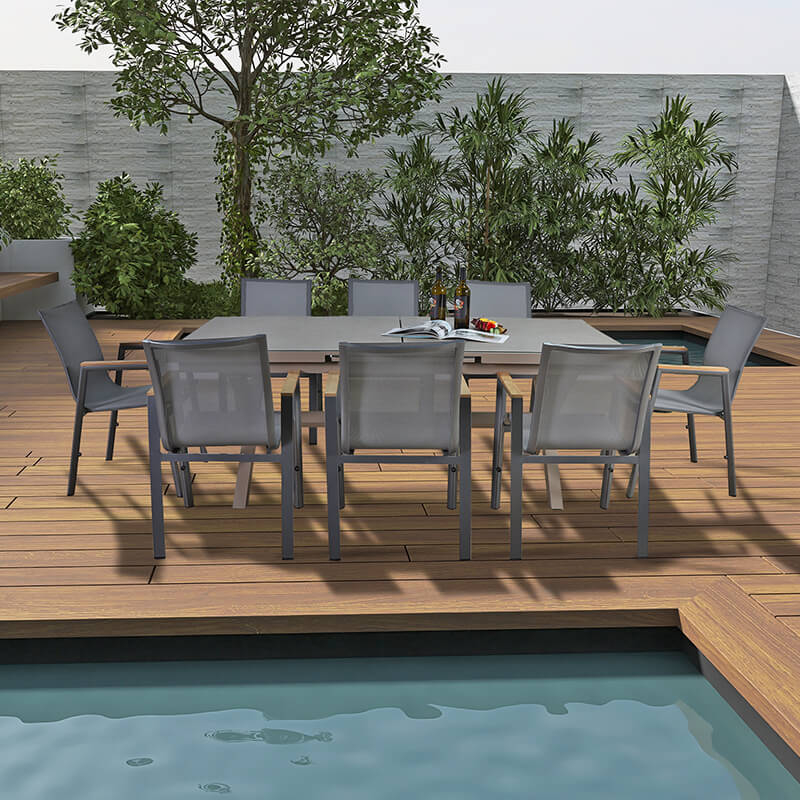 Juego de comedor de jardín exterior extensible