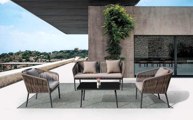 Sofá trenzado para exteriores de patio de ocio